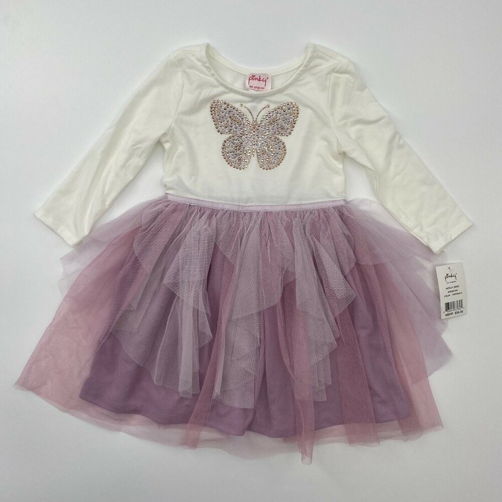 Pinky Boutique Girl's Butterfly Tutu Dress Purple/Ivory 8 Birthday/School/Gift